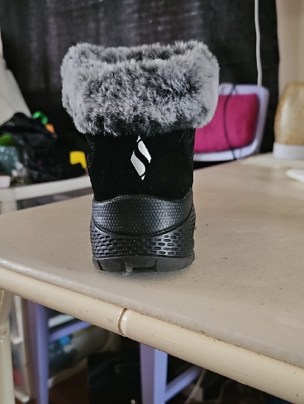 Skechers Black Faux-Fur Trim Lace-Up Winter Boot - Picture 4 of 10